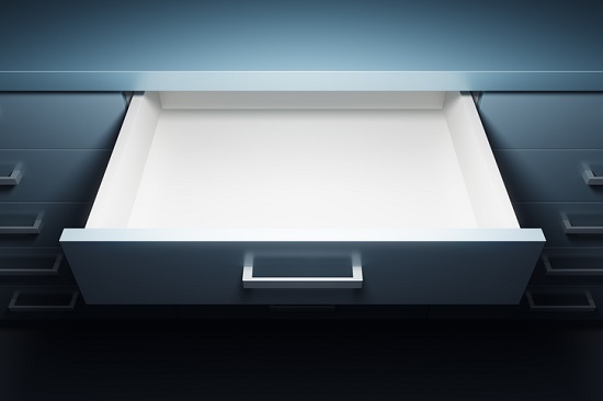 Open drawer that is empty